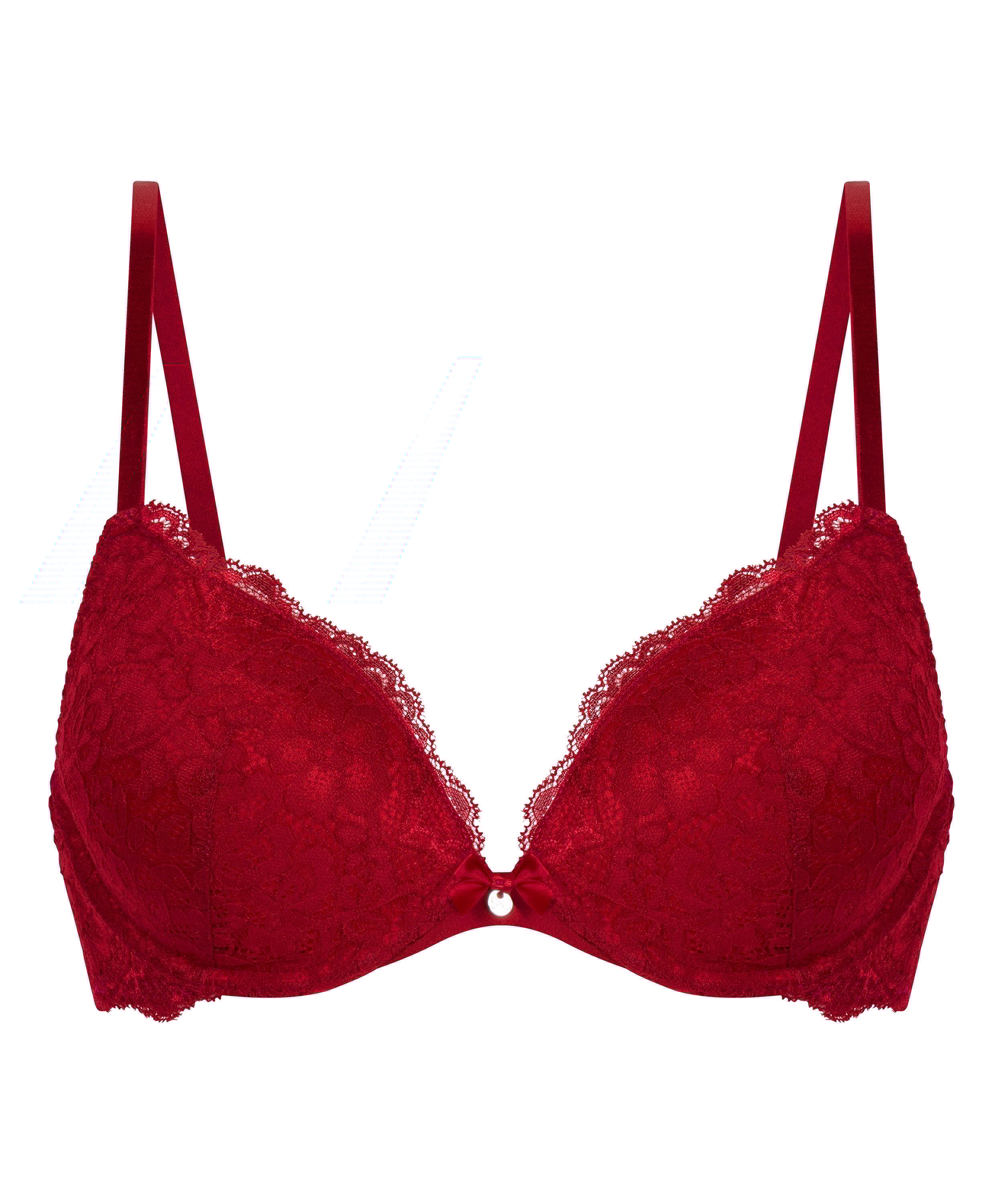 Marine Padded Underwired Push-Up Bra, Red, main