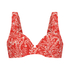 Paisley non-padded underwired bikini top, Red
