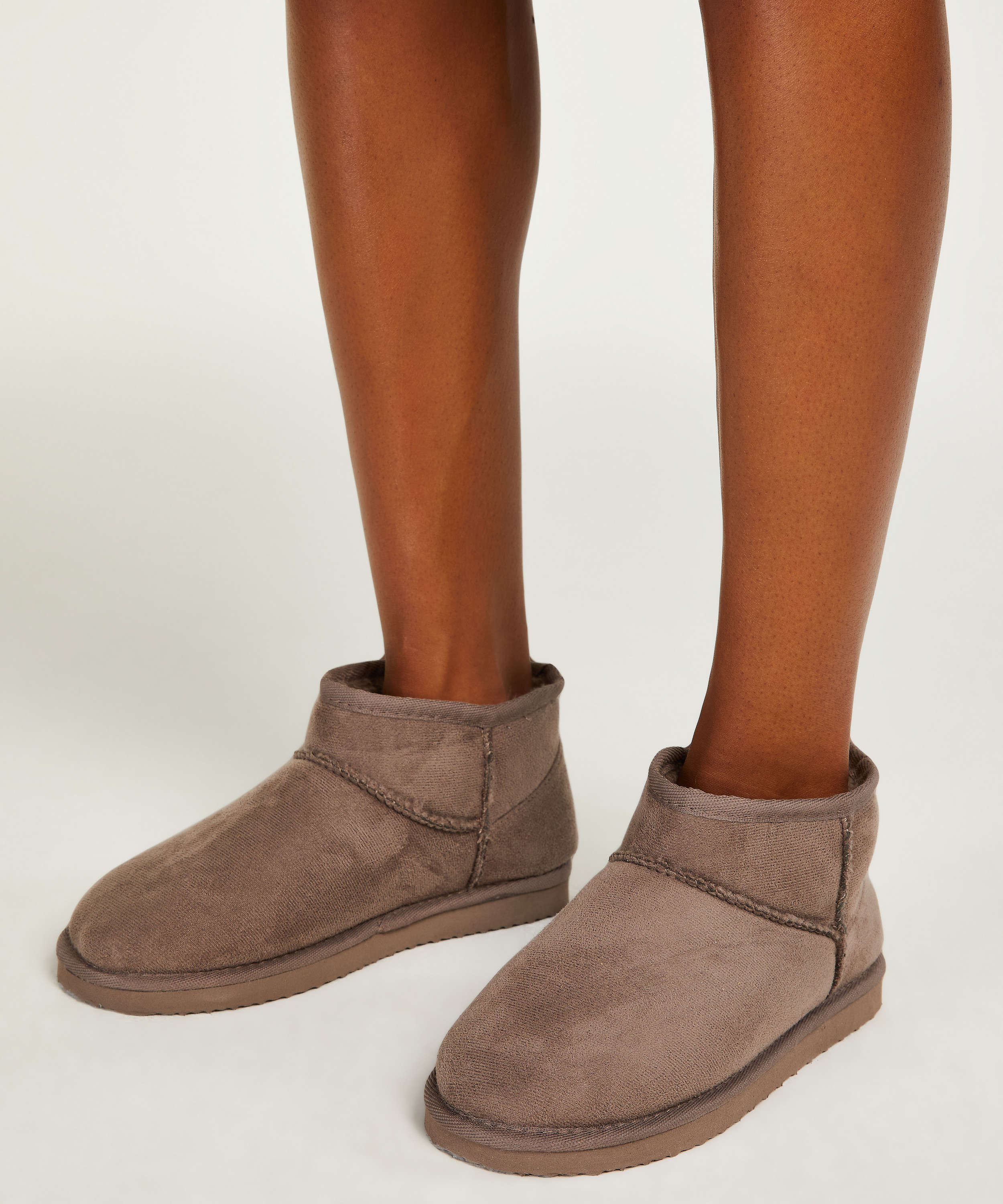 Faux Suede Slippers, Brown, main