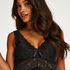 Long slip dress Modal lace, Black