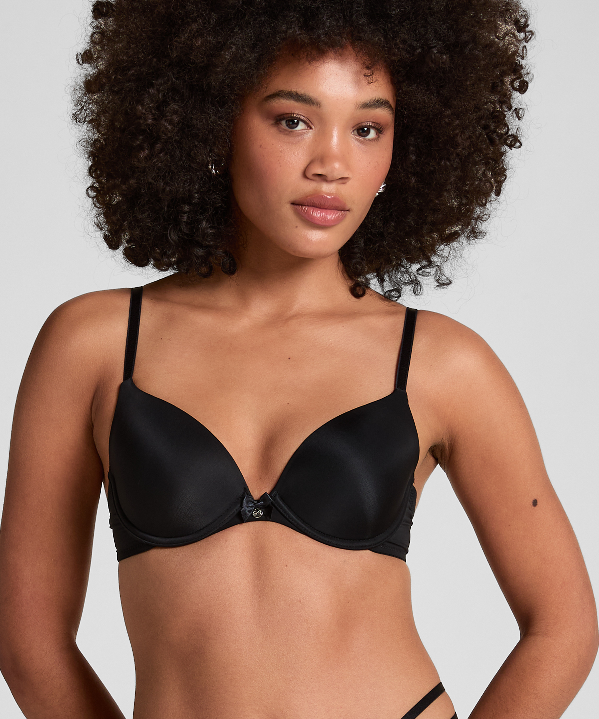 Plunge Padded Underwired Bra, Black, main