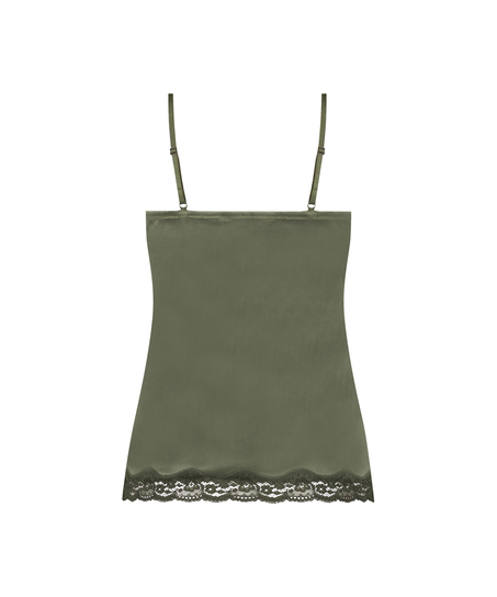 Velours Lace Cami Top, Green