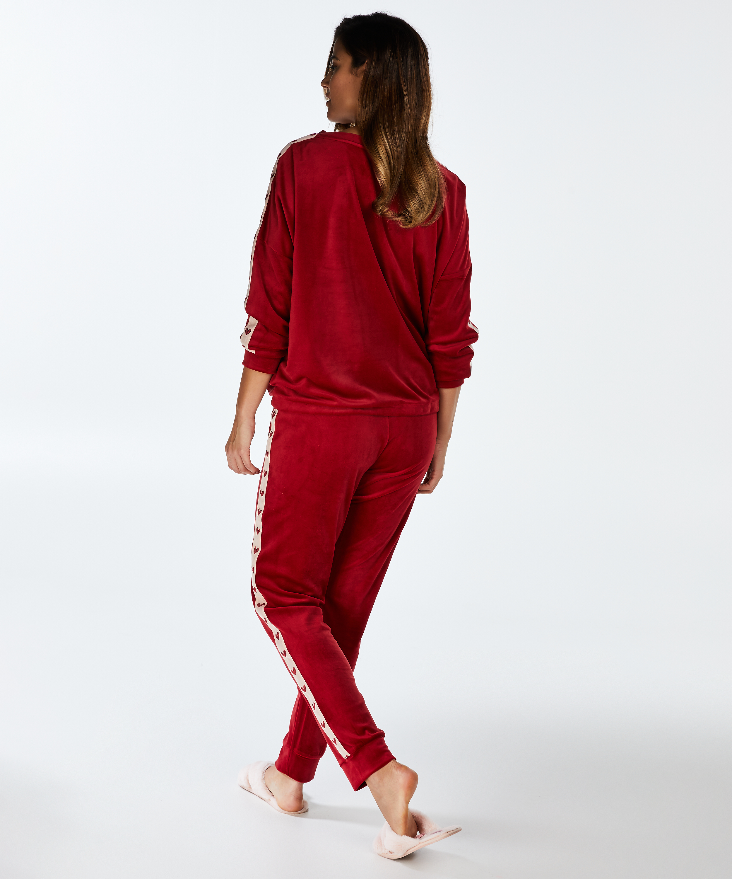 Velours Heart jogging pants, Red, main