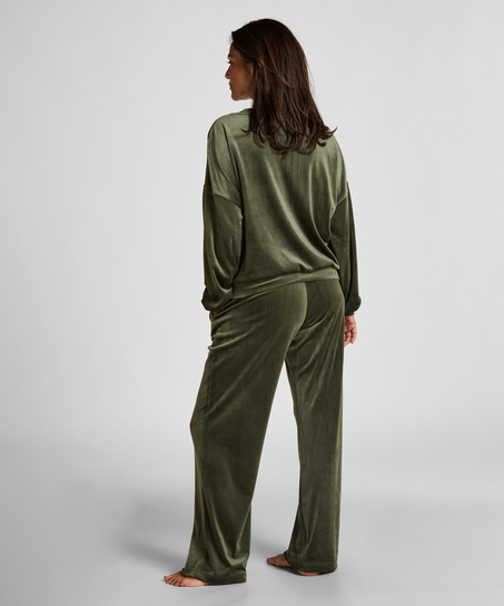 Velours Pyjama Pants, Green