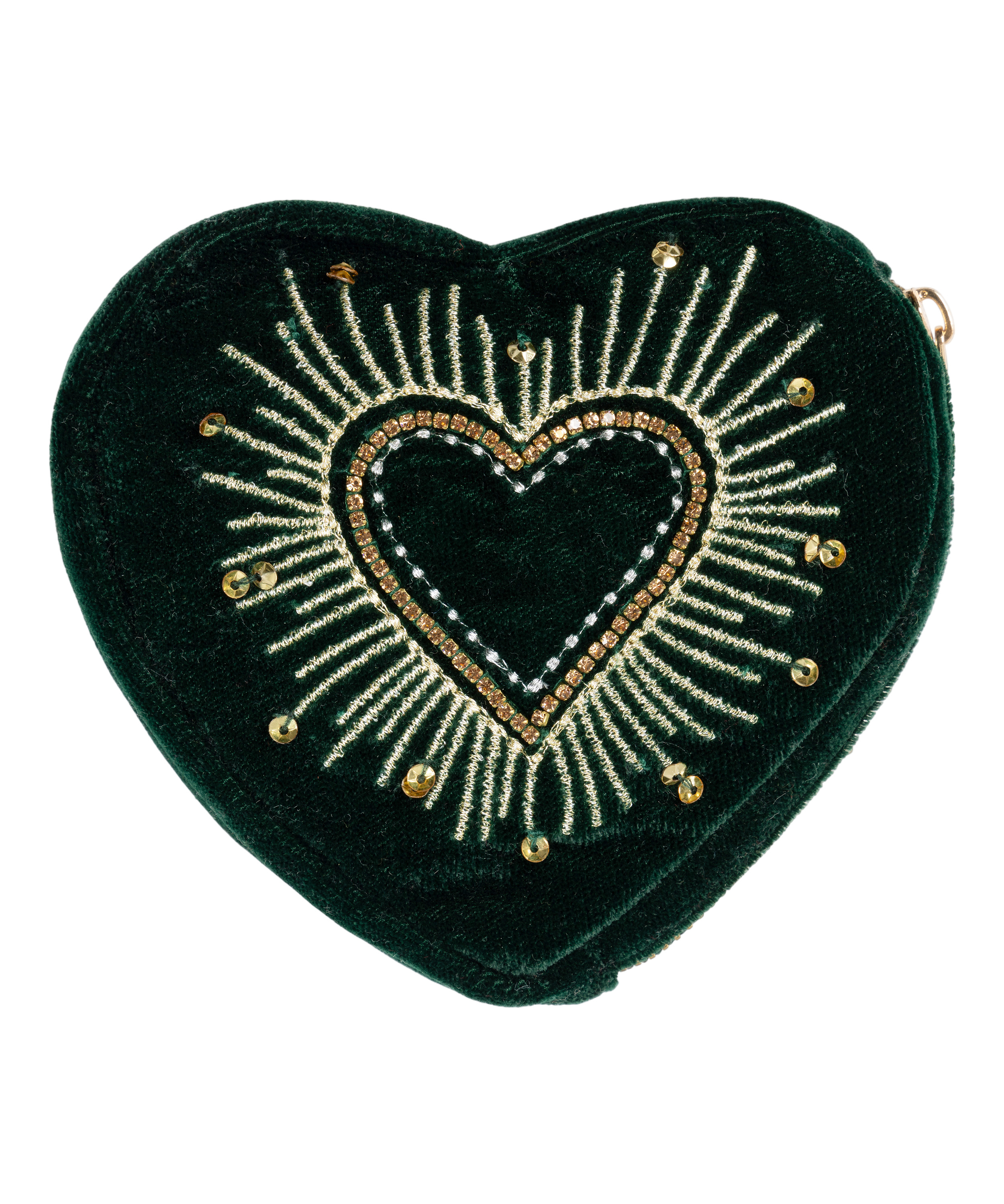 Heart Zip Purse, Green, main