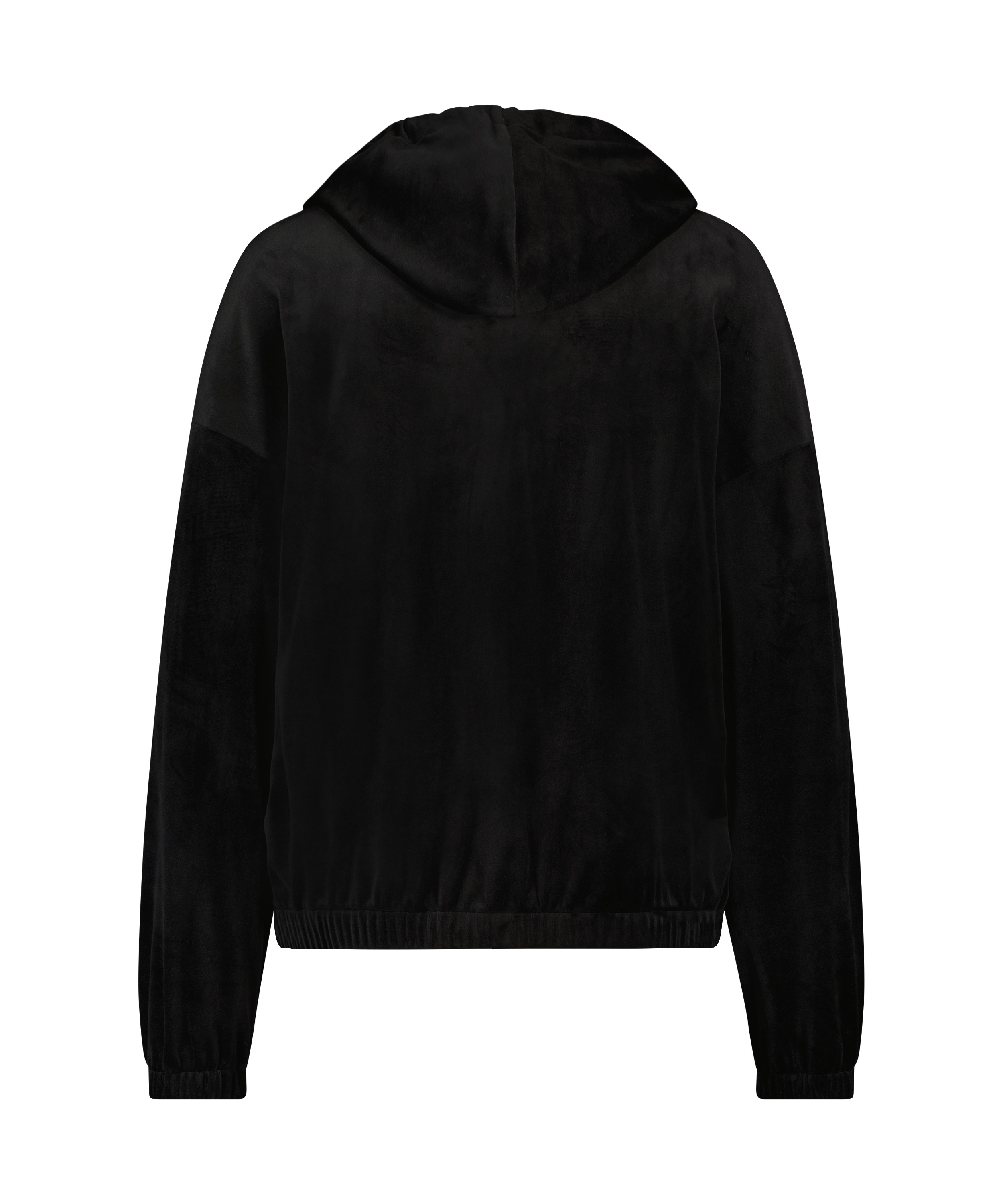 Velour hoodie jacket, Black, main