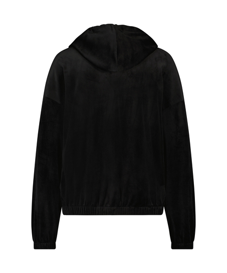 Velour hoodie jacket, Black
