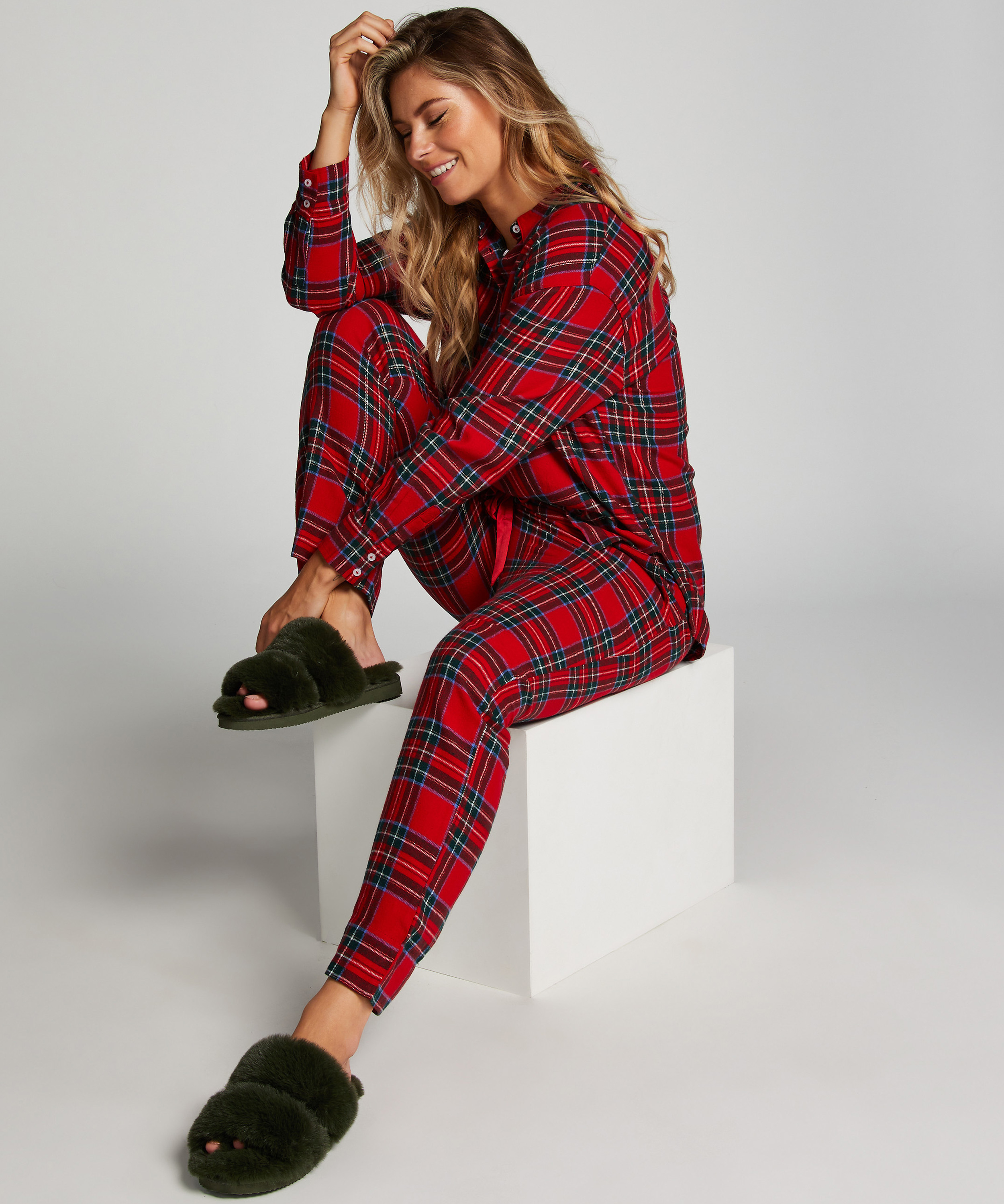Flannel Pyjama Pants, Red, main