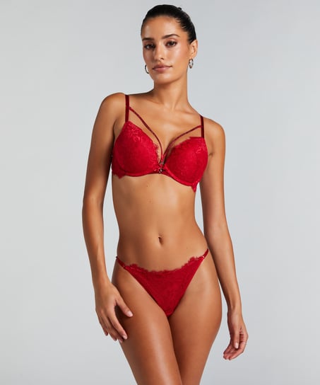 Charlotta Padded Underwired Maximizer Bra, Red