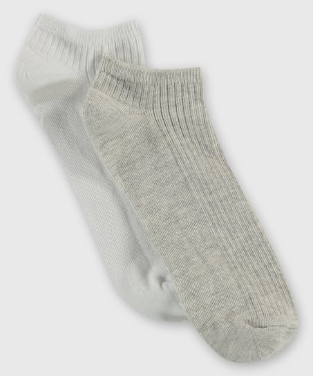 2 pairs of ribbed socks, Grey