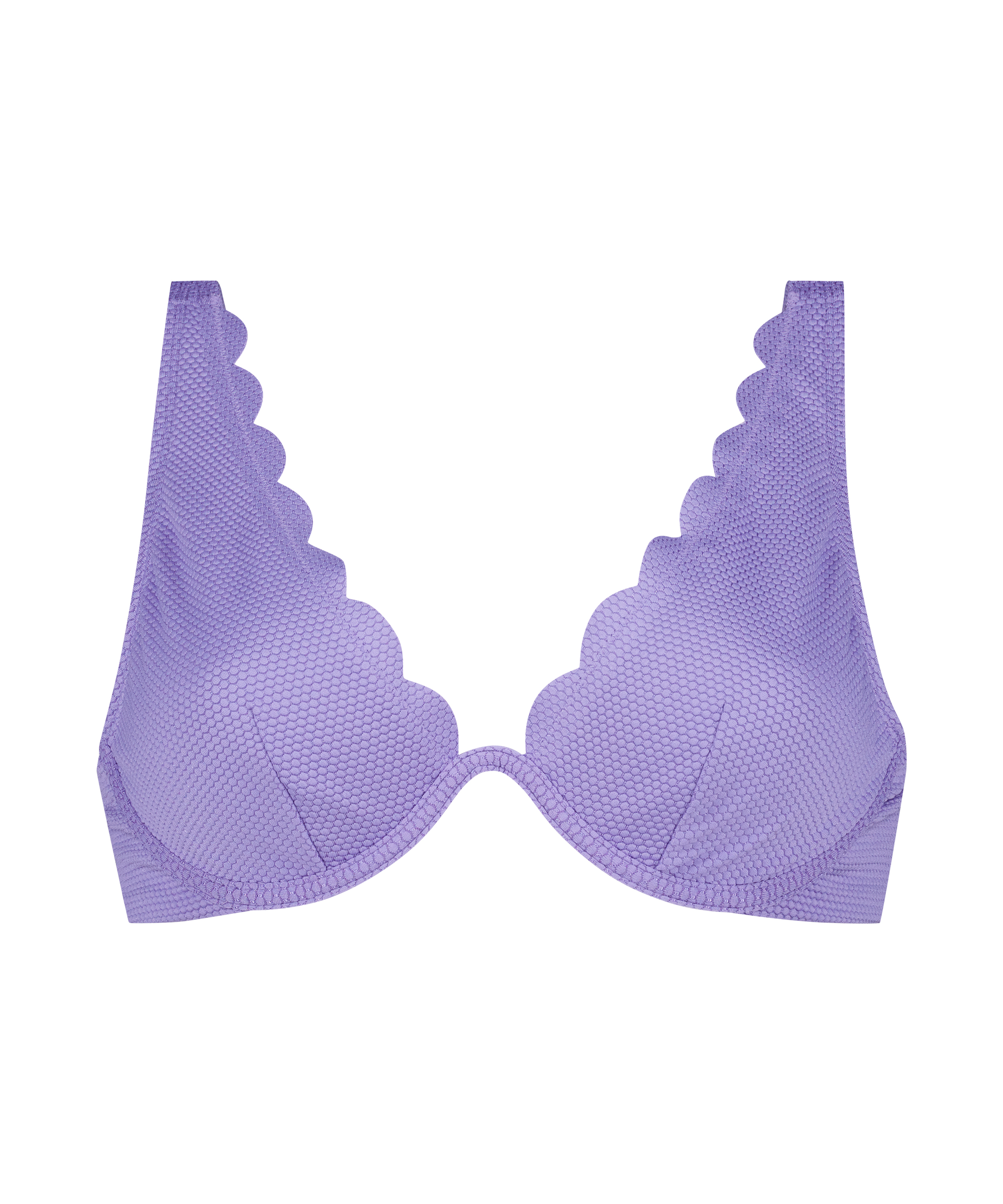 Scallop Non-Padded Underwired Bikini Top, Purple, main
