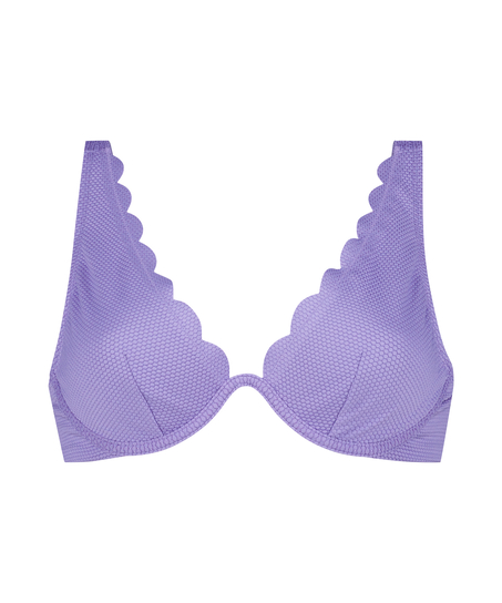 Scallop Non-Padded Underwired Bikini Top, Purple