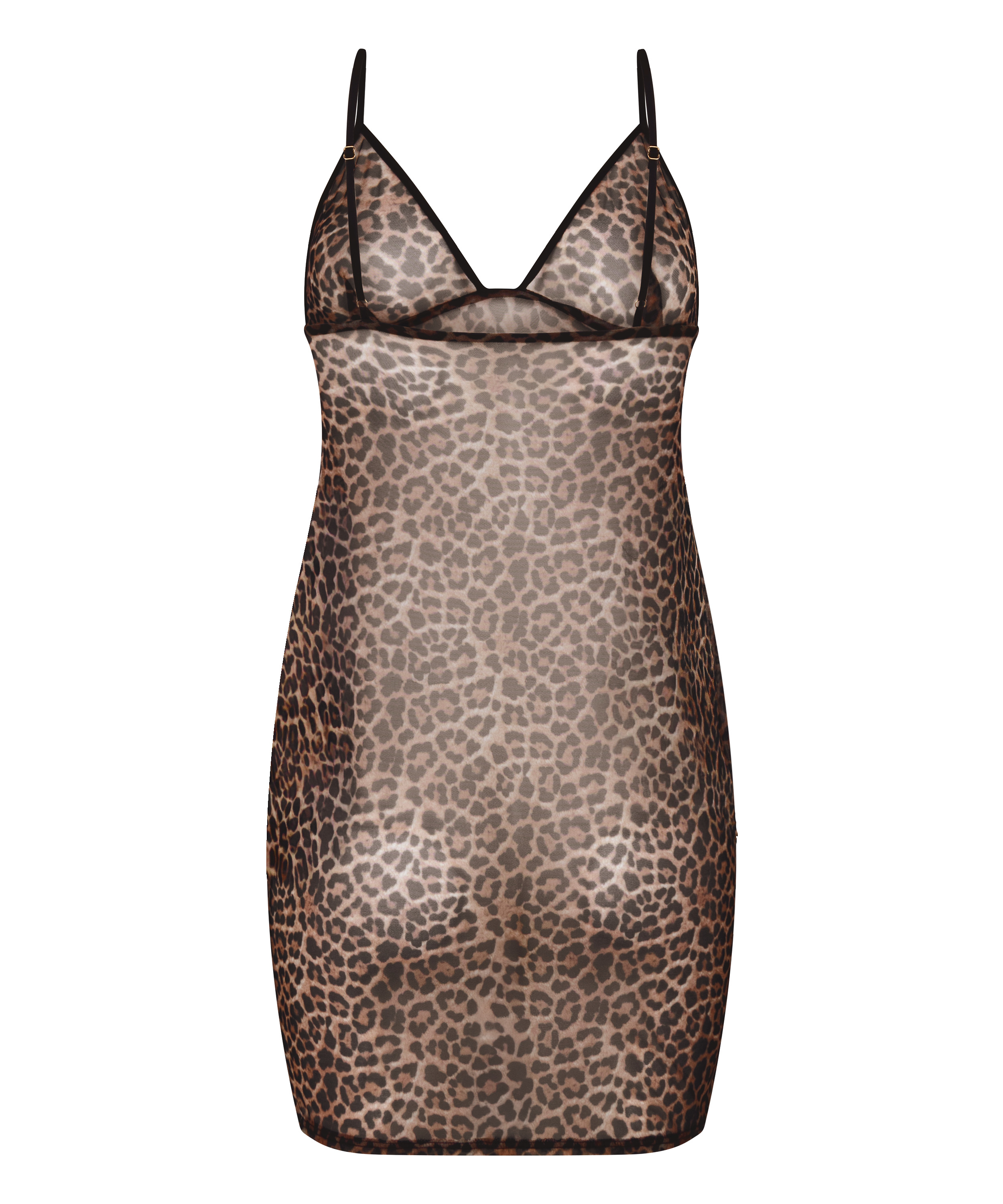 Leopard Mesh Slip Dress, Black, main
