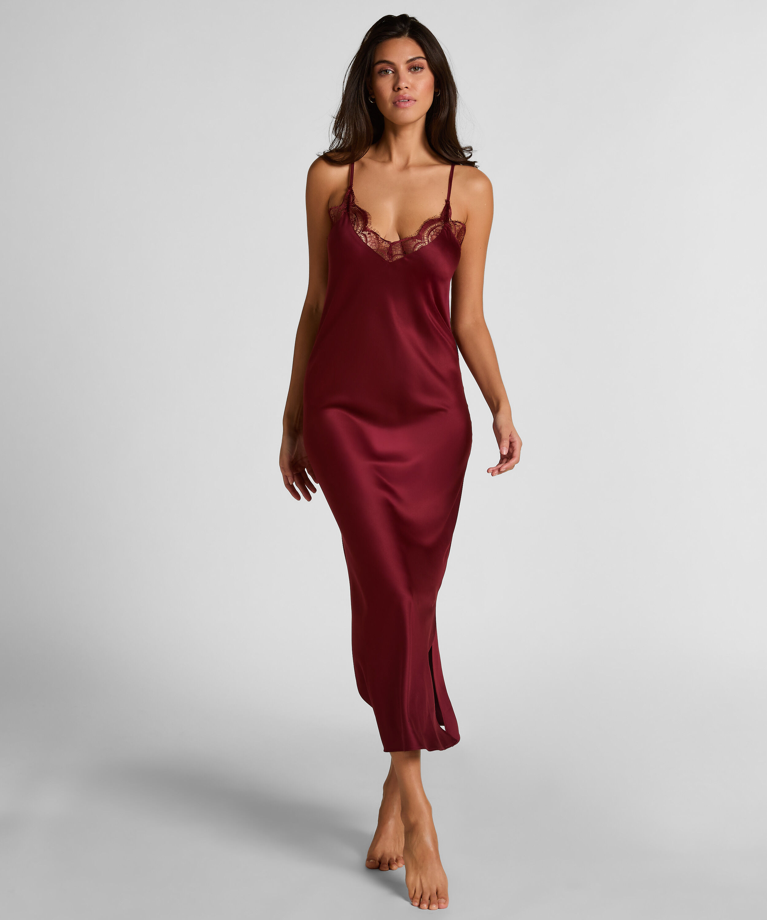 Slipdress Long Satin, Red