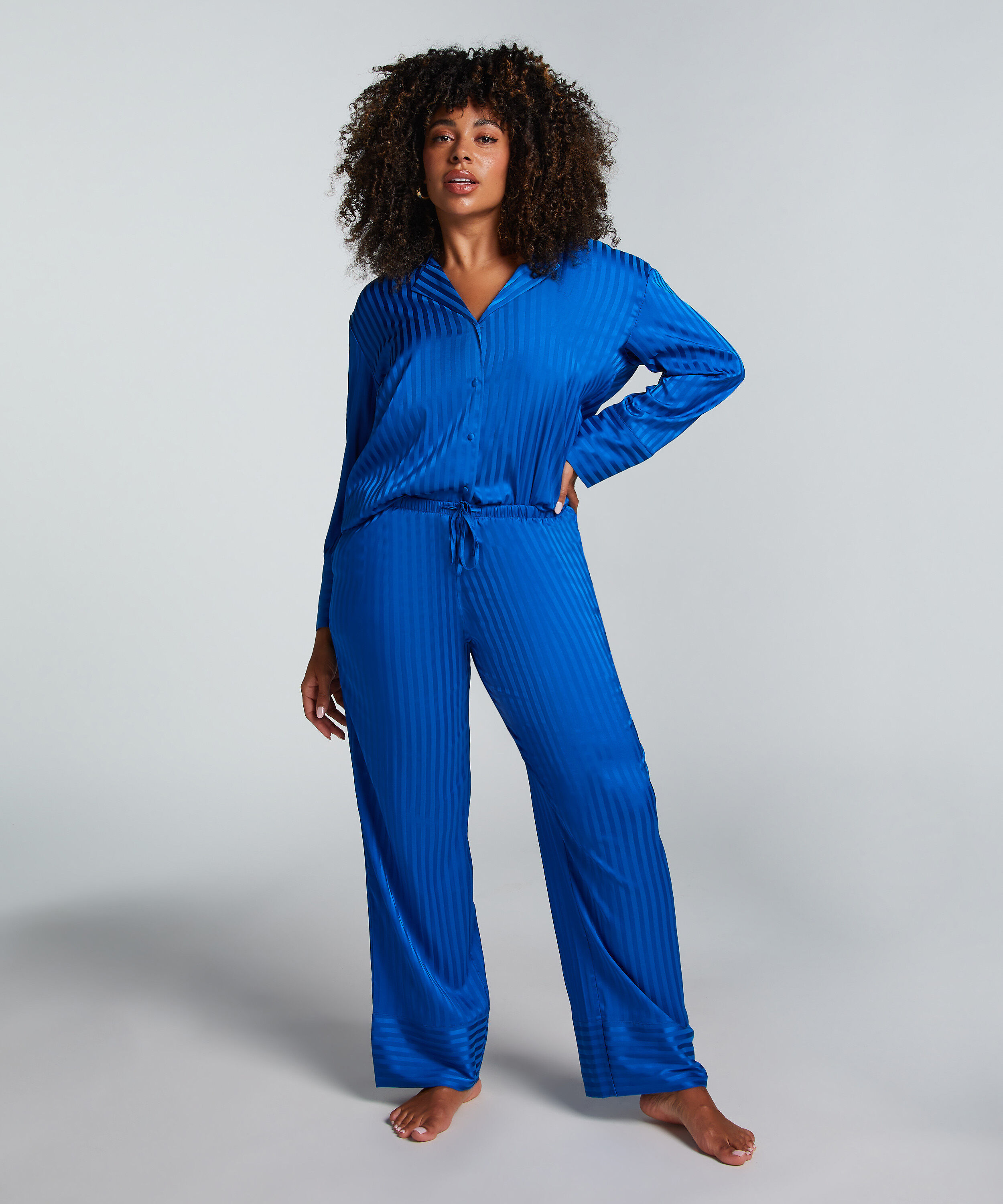 Satin Trousers, Blue Satin Trousers, Blue