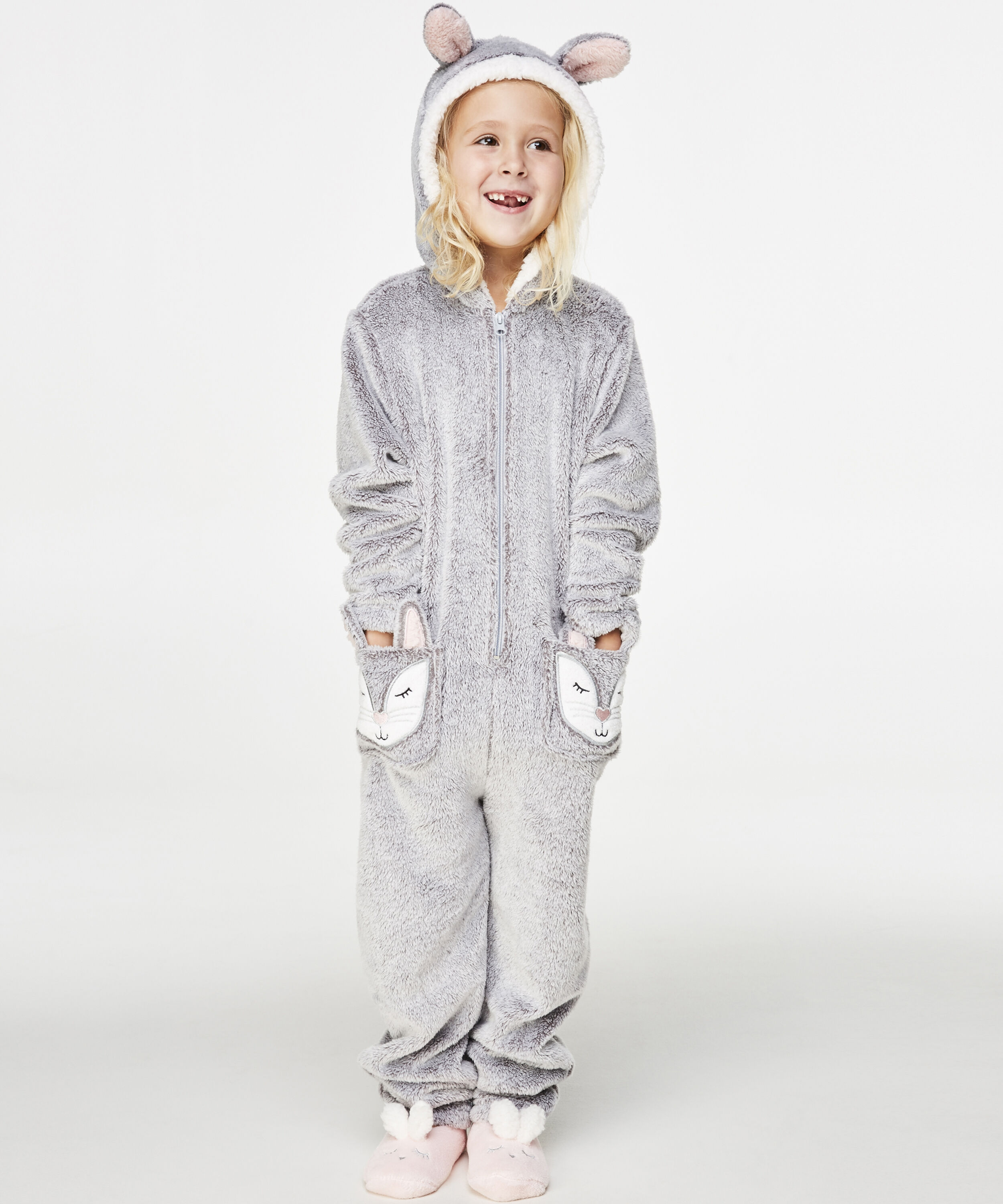 Fleece Onesie Kids, Grey