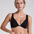 Scallop non-padded underwired bikini top, Black