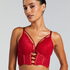 Charlotta Padded Underwired Longline Push-Up Bra, Red