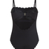 Bandeau Scallop Swimsuit, Black