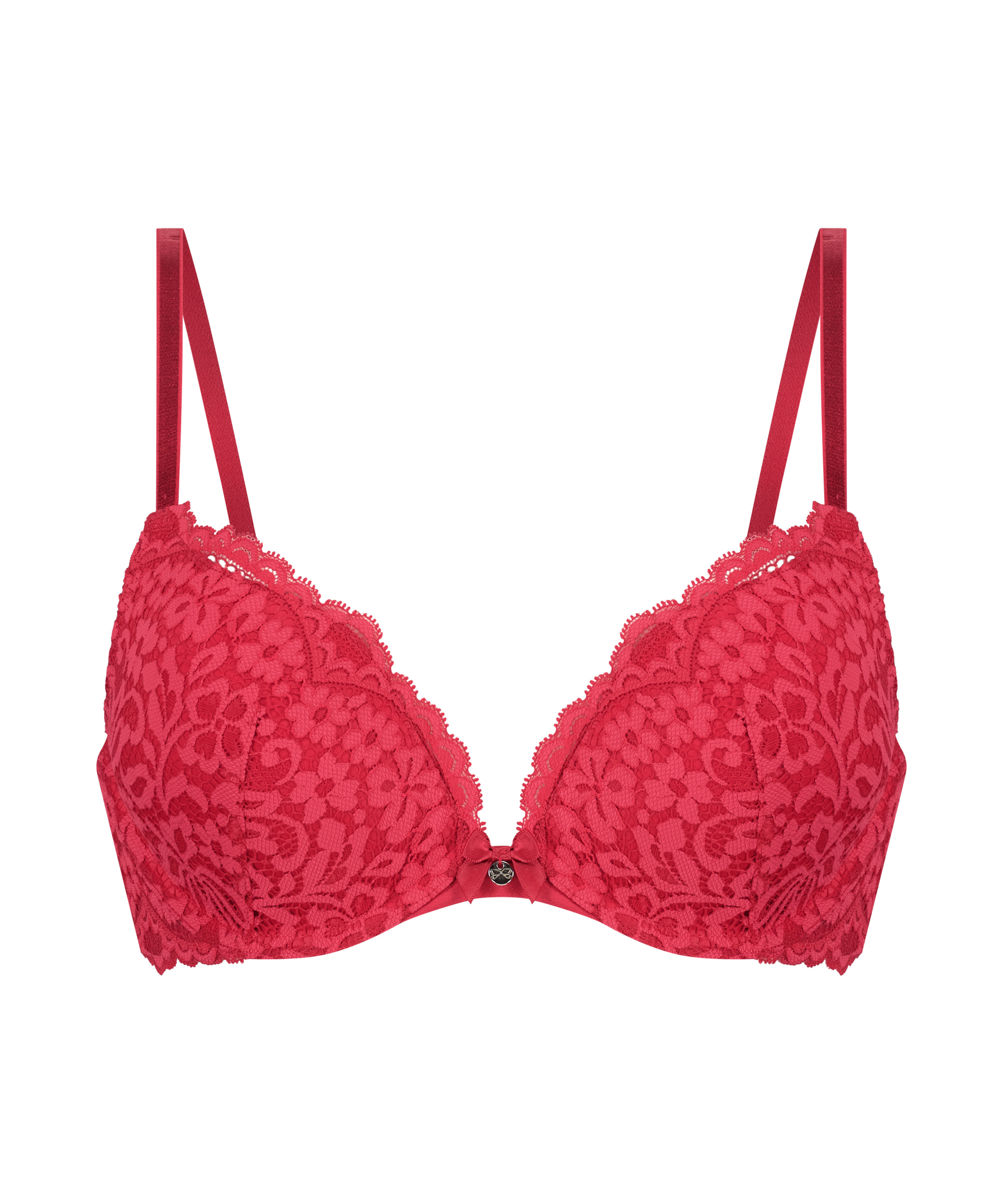 Rose padded push-up bra, Red, main