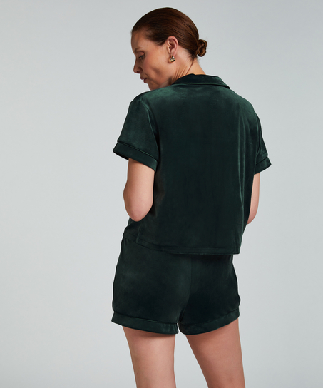 Short Sleeve Velour Jacket, Green