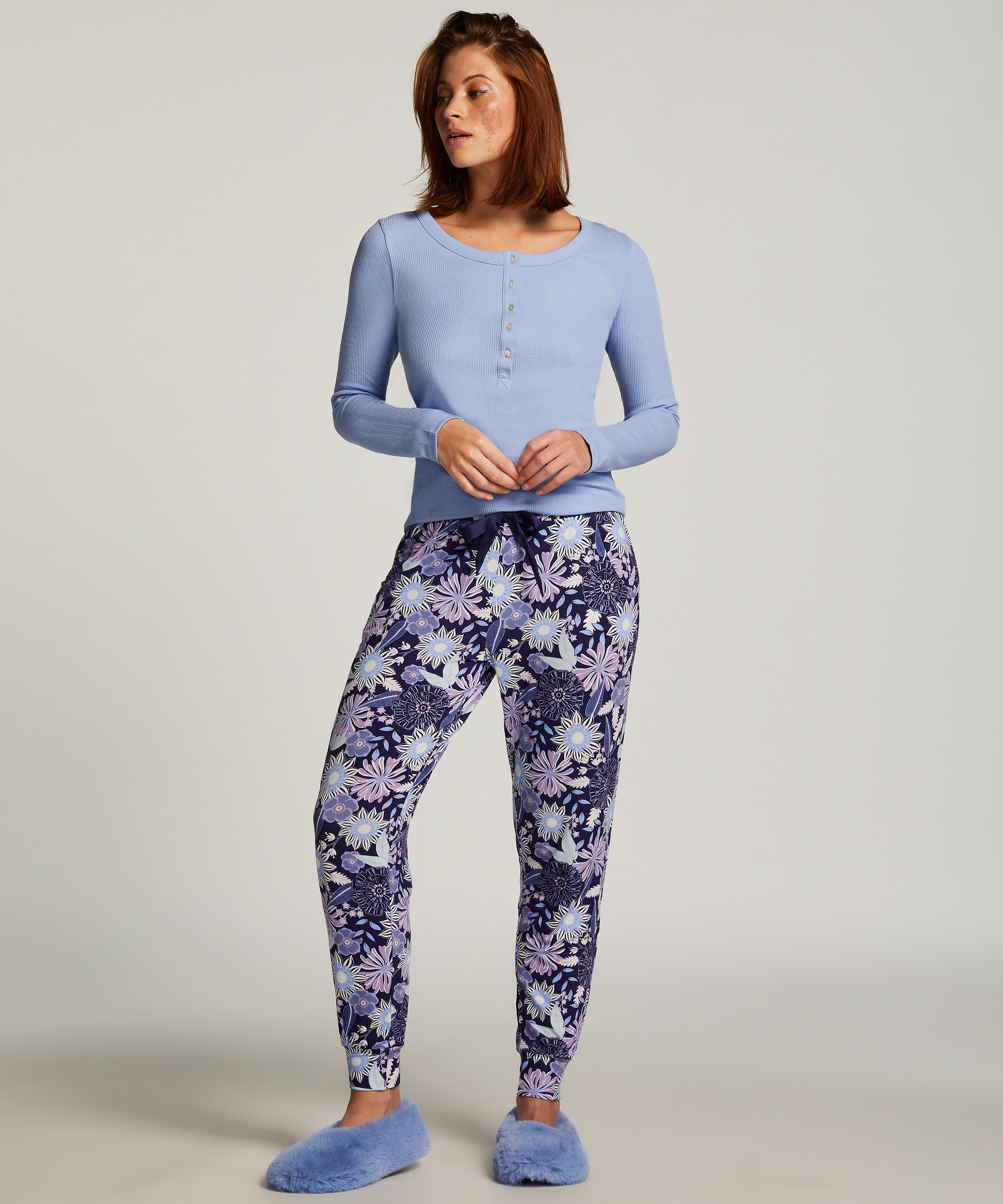 Long-Sleeved Pyjama Top, Blue, main
