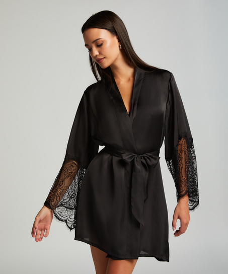 Satin Kimono, Black