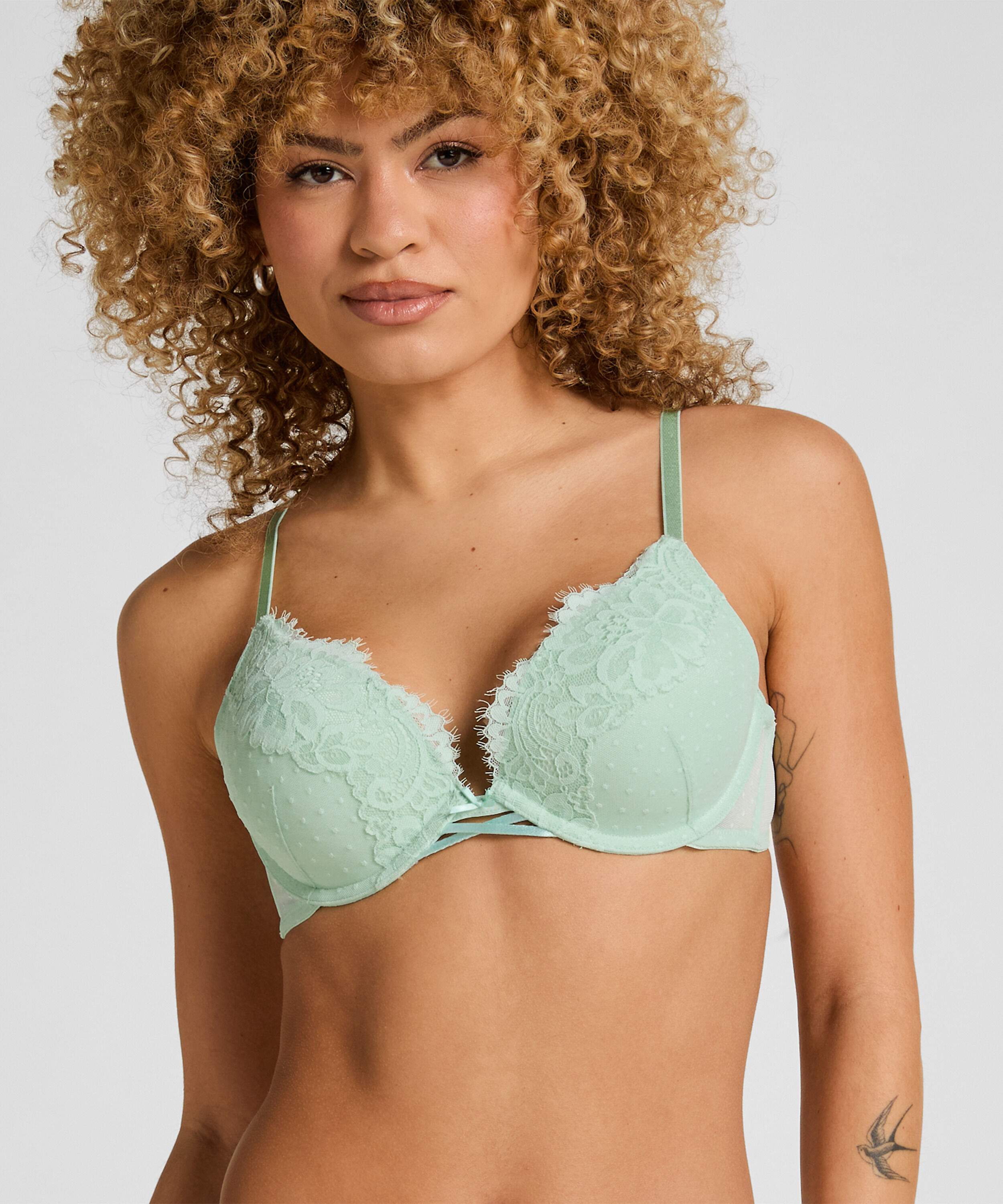 Harmony Padded Underwired Push-Up Bra, Green