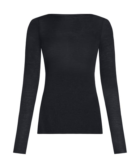 super soft Boatneck shirt with Cashmere, Black