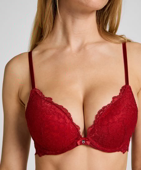 Marine Padded Underwired Push-Up Bra, Red