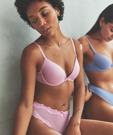 Plunge Padded Underwired Bra, Pink