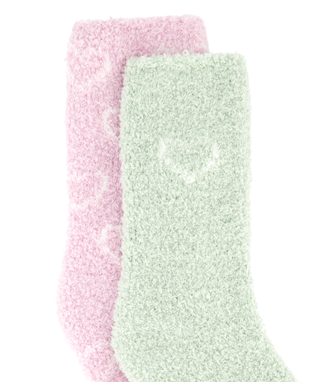 2 Pairs Cosy Socks, Pink