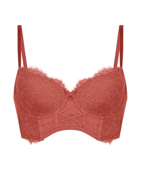 Arabella padded longline underwired bra, Red