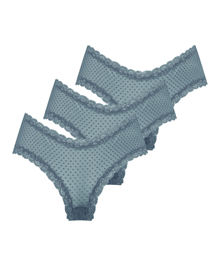 Mesh V-shaped Brazilian 3-pack, Blue
