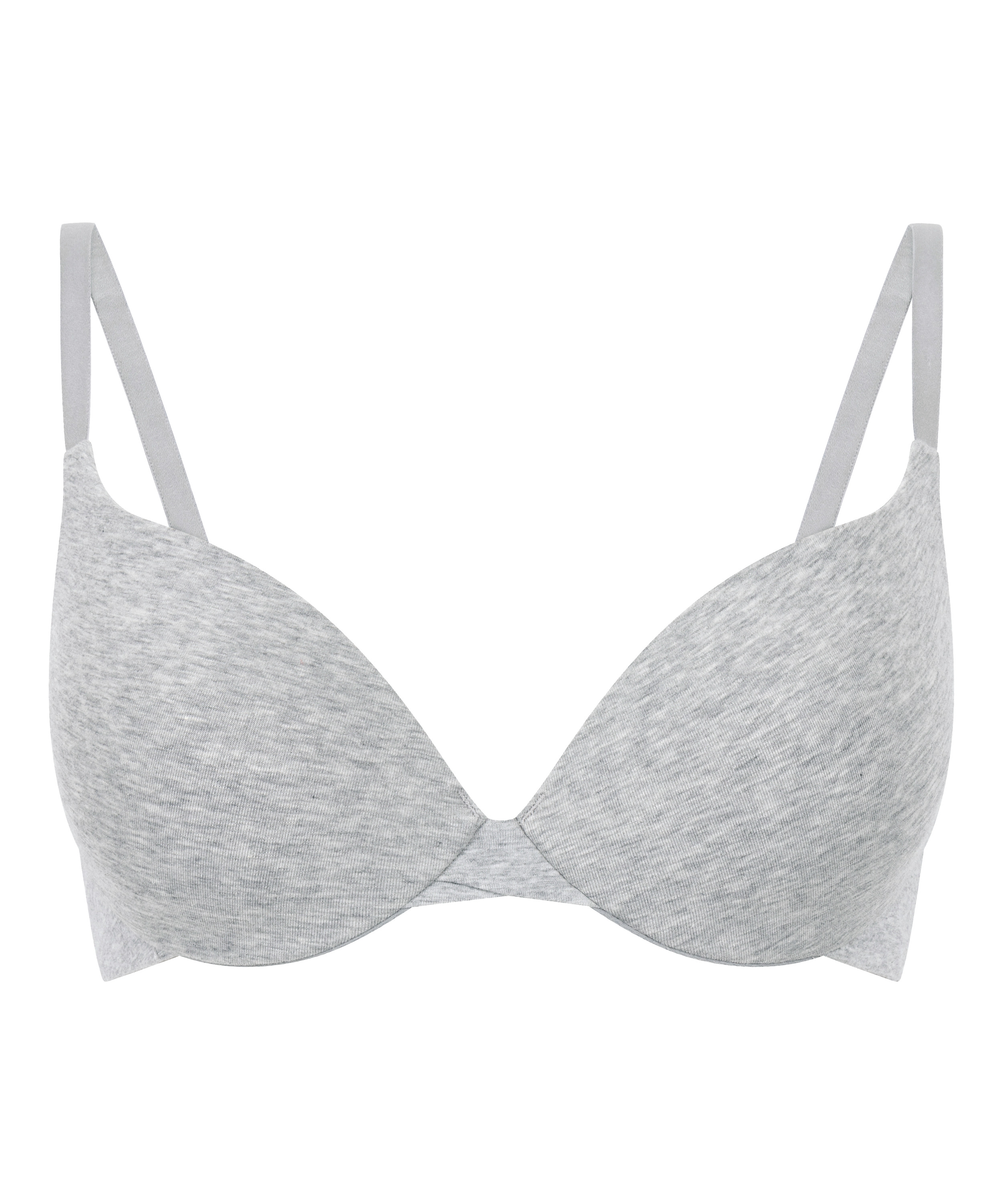 Cotton Padded Underwired Push-Up Bra, Grey, main
