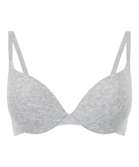 Cotton Padded Underwired Push-Up Bra, Grey