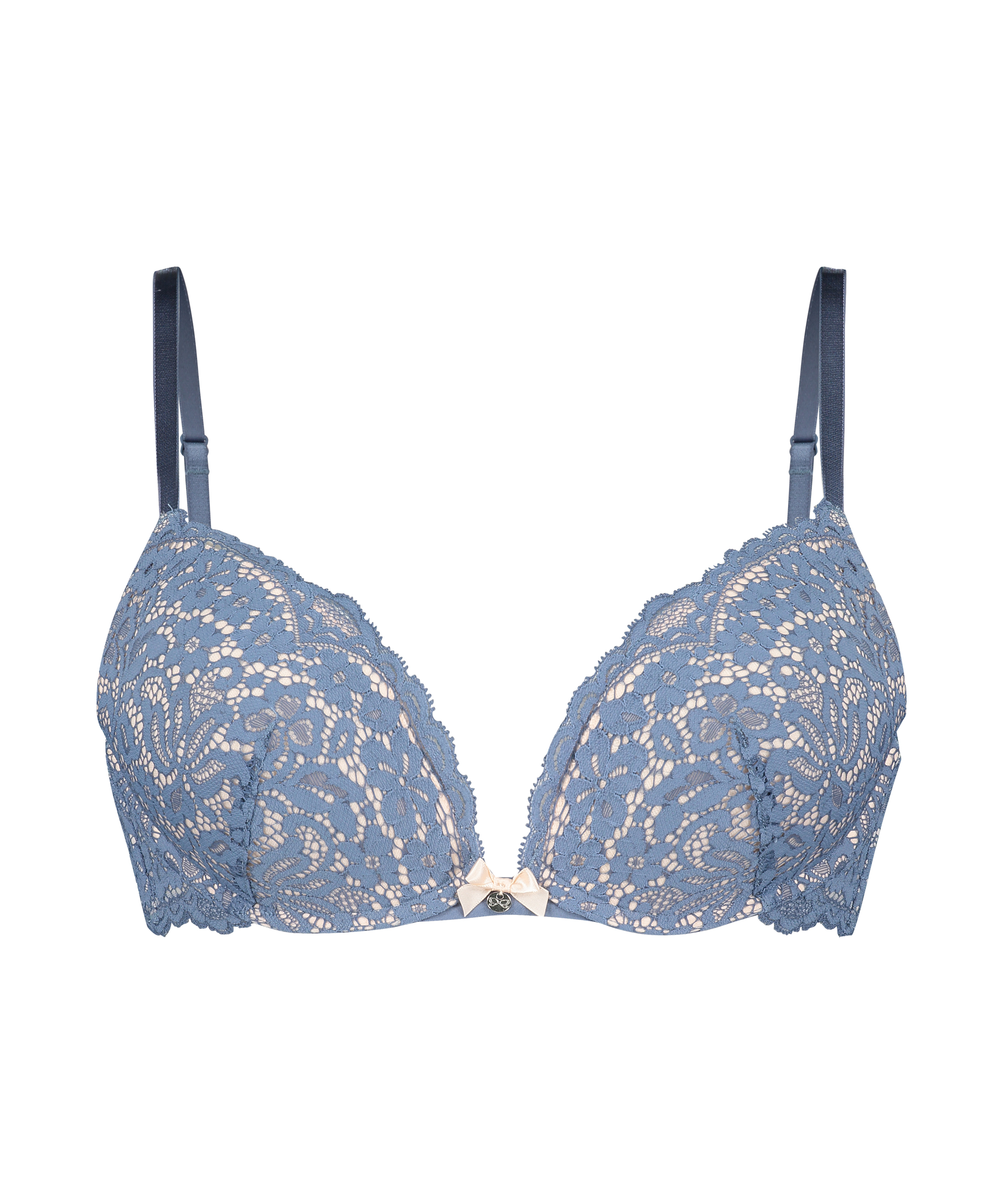 Rose padded push-up bra, Blue, main
