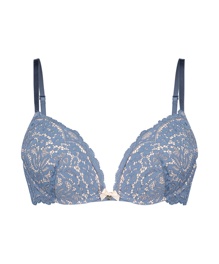 Rose padded push-up bra, Blue