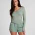 super soft Lace V-Neck shirt with Cashmere, Green