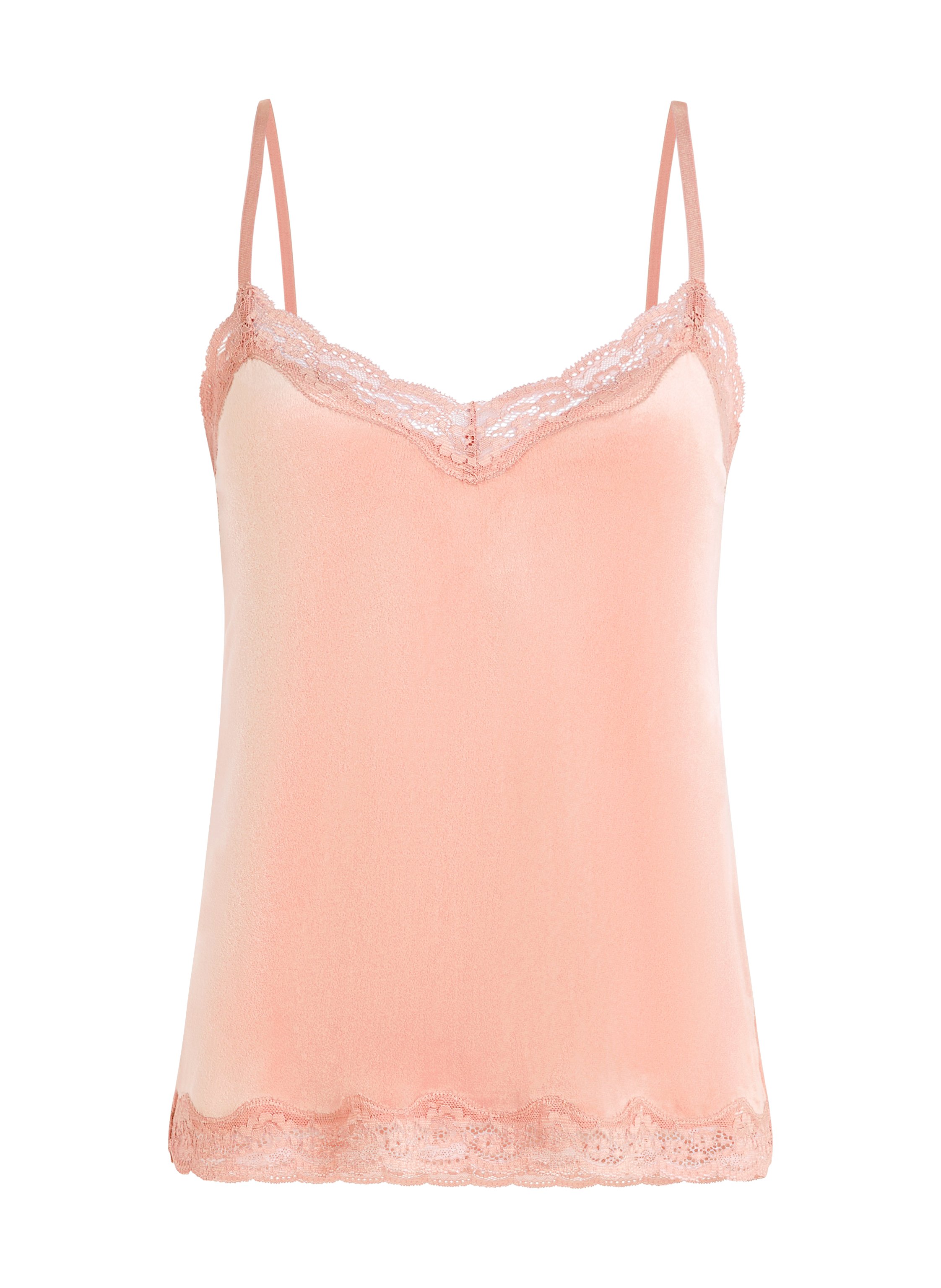Velours Lace Cami Top, Pink, main