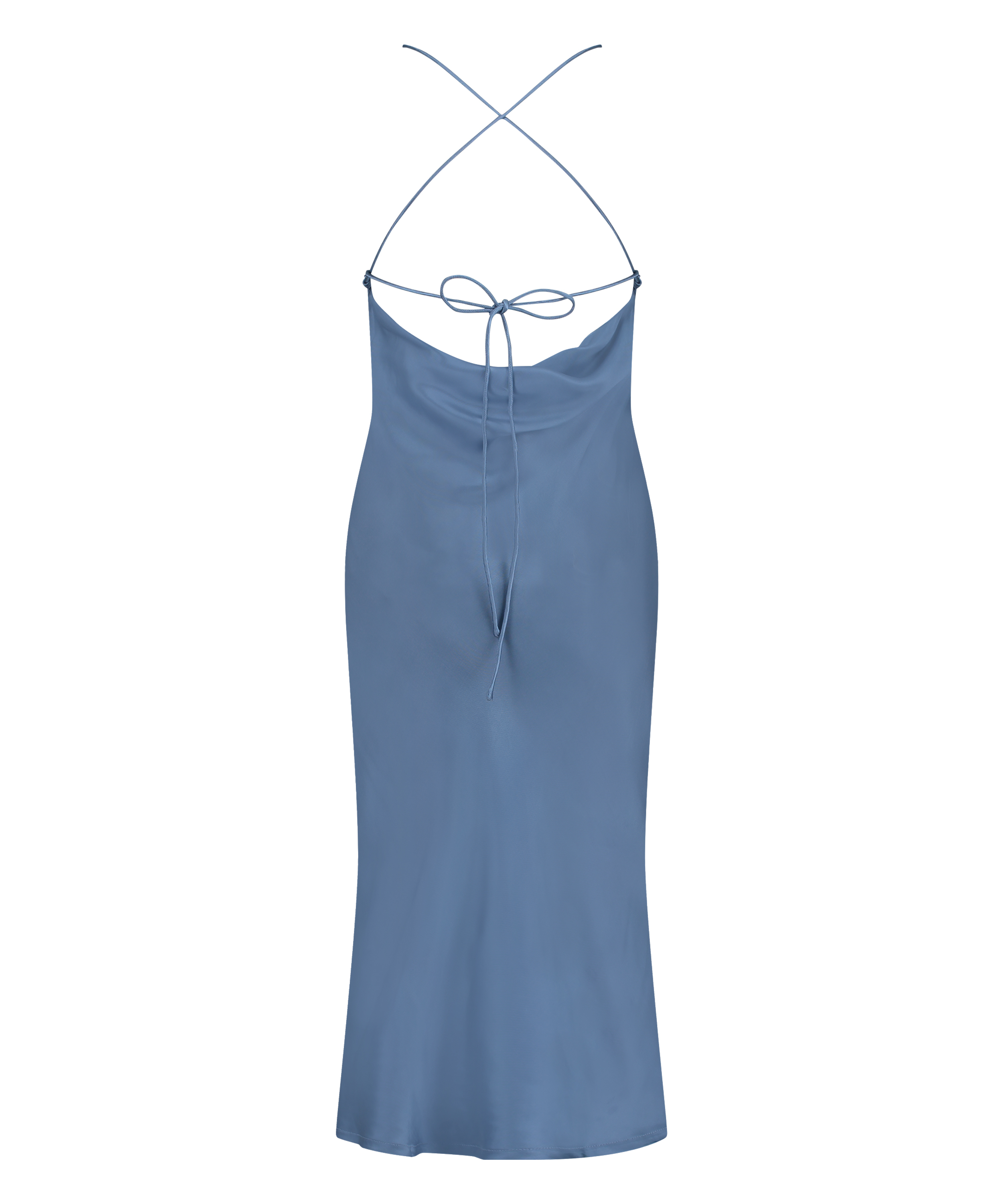 Satin Midi Dress, Blue, main