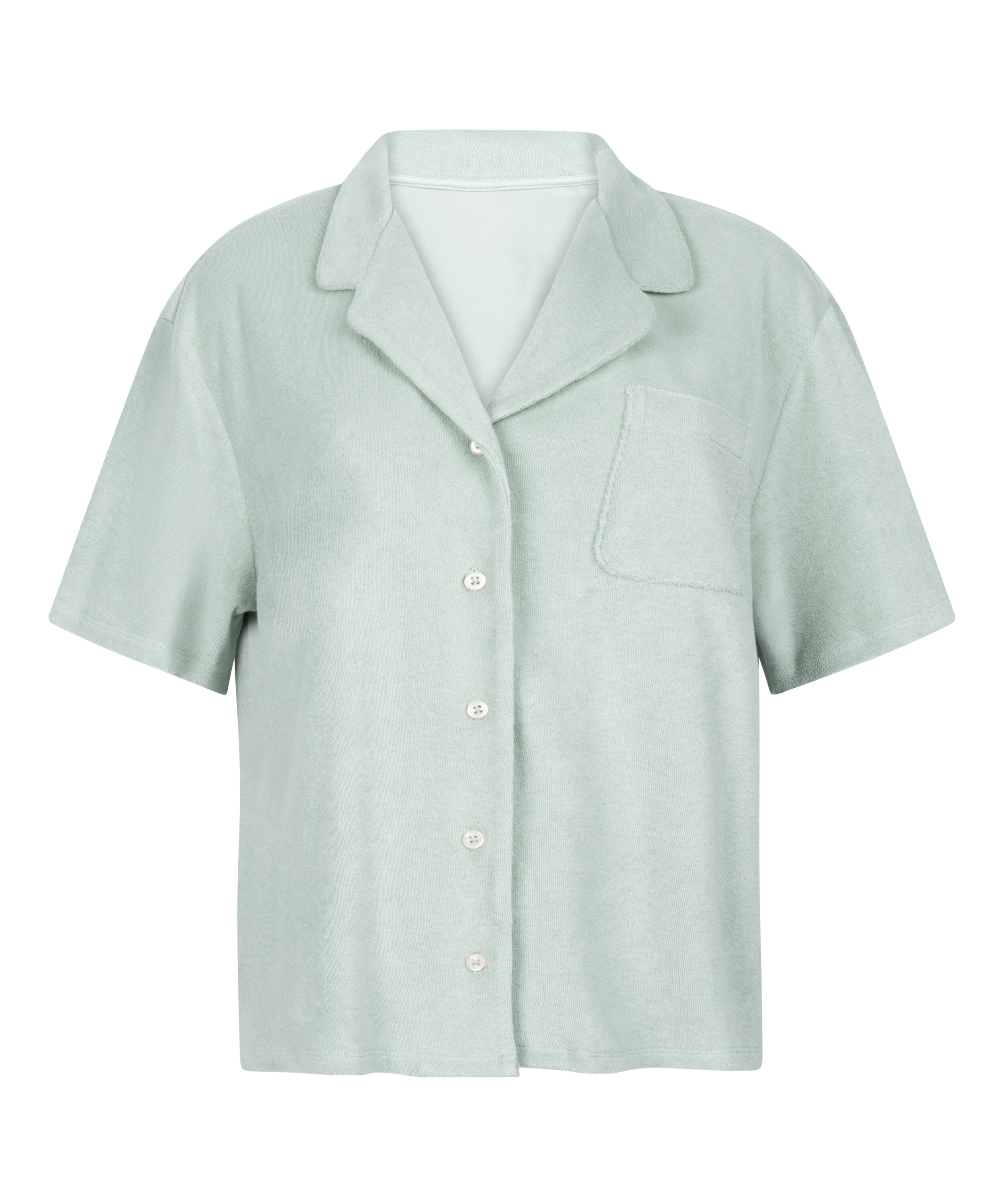 Towel Texture Button-Up Shirt, Green