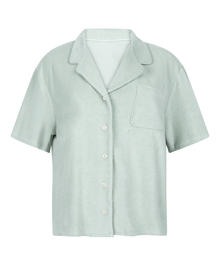 Towel Texture Button-Up Shirt, Green