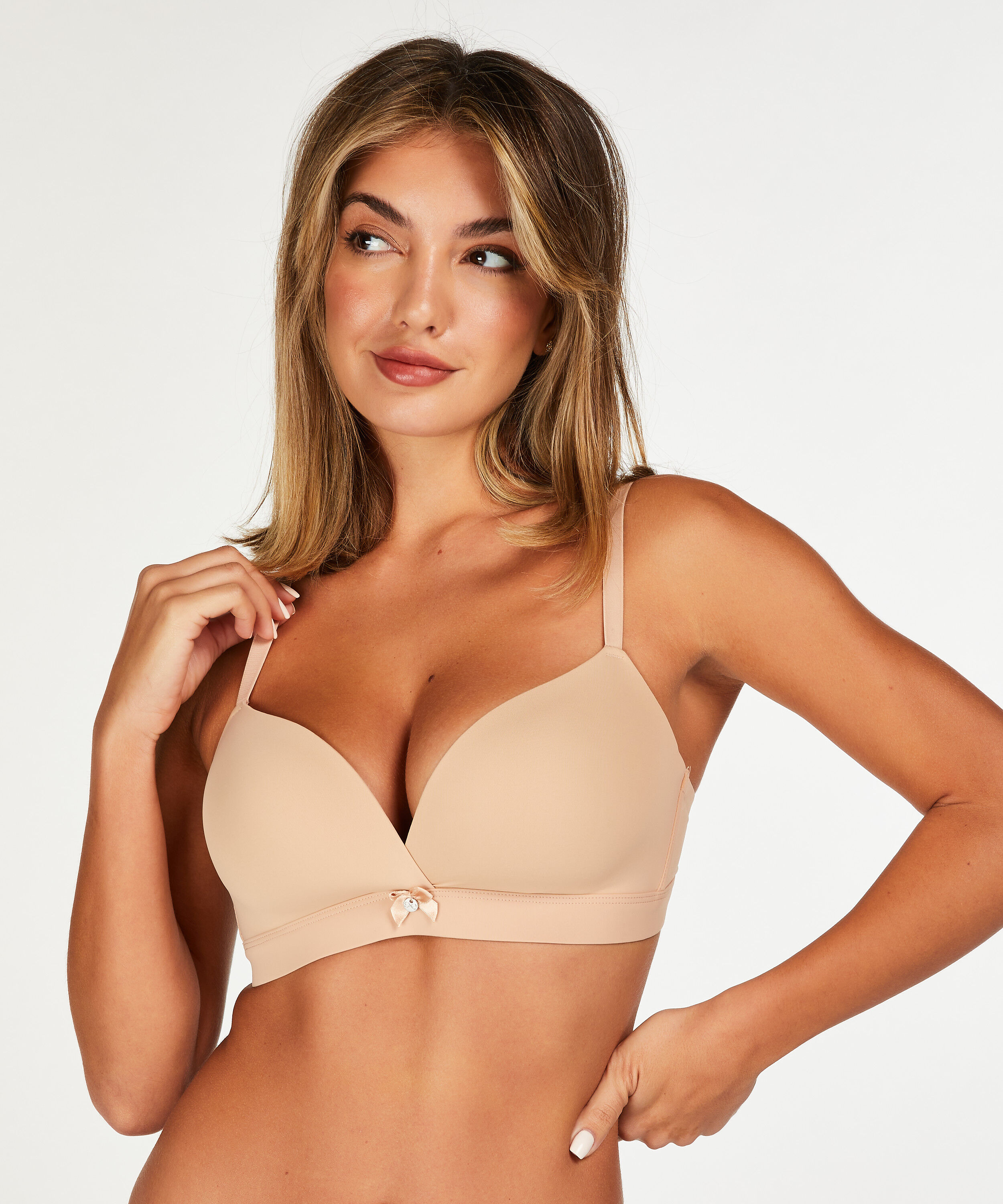Padded Non-Wired Bra, Beige