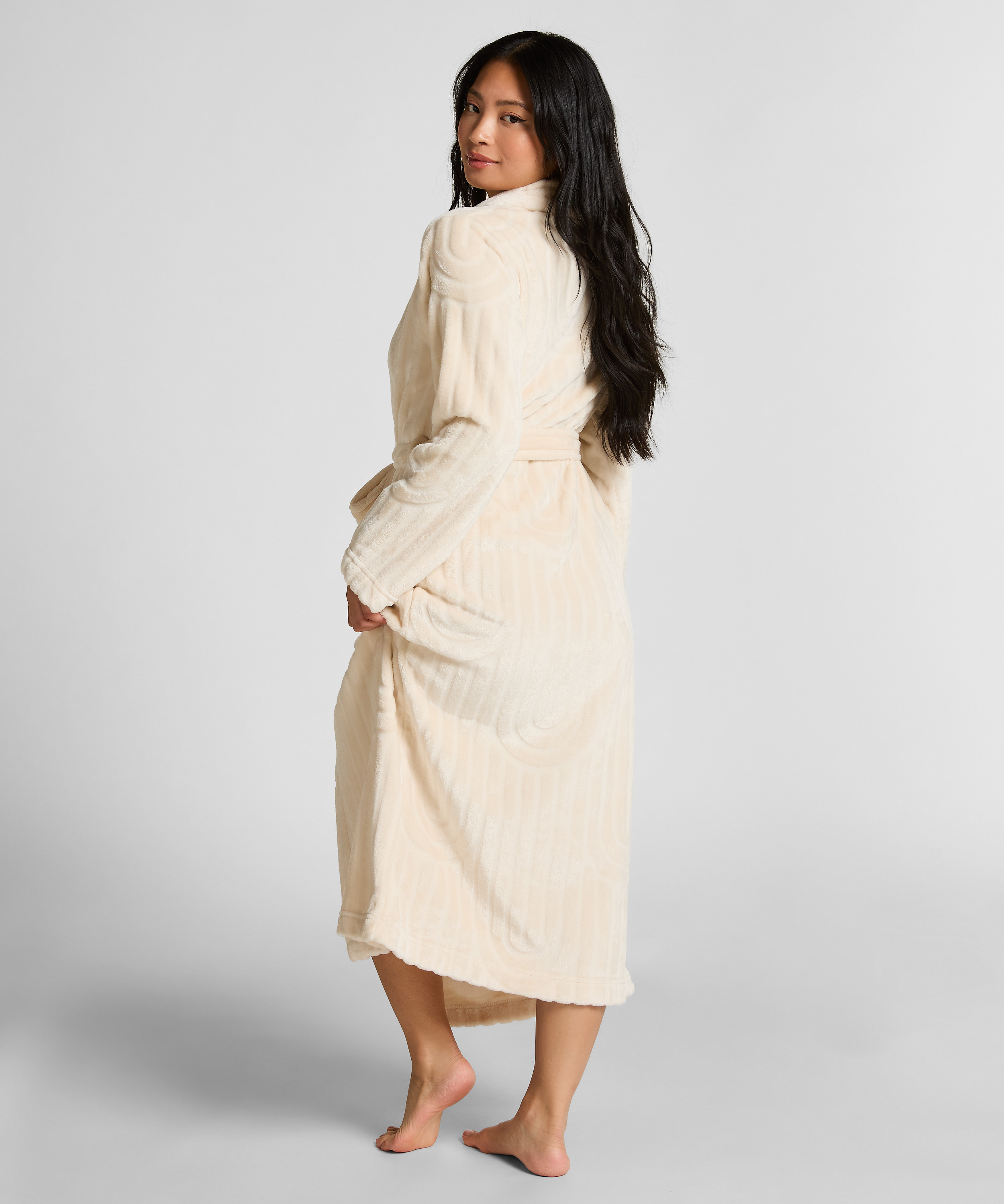 Fleece Bathrobe, White, main