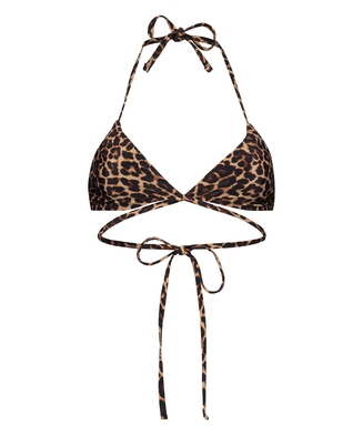 Animal Wrap padded triangle bikini top HKM x NA-KD, Brown