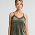 Velours Lace Cami Top, Green