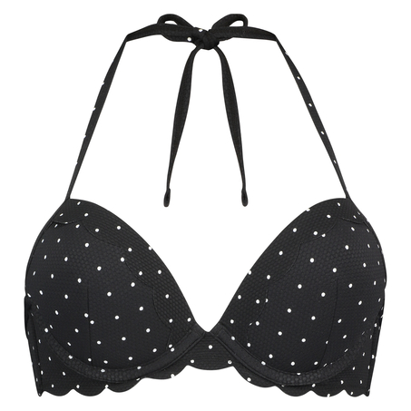 Scallop push-up underwired bikini top Cup A - E, Black
