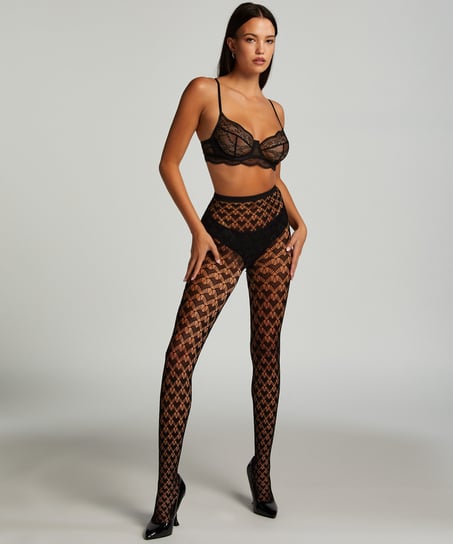 Tights Fishnet Hearts, Black