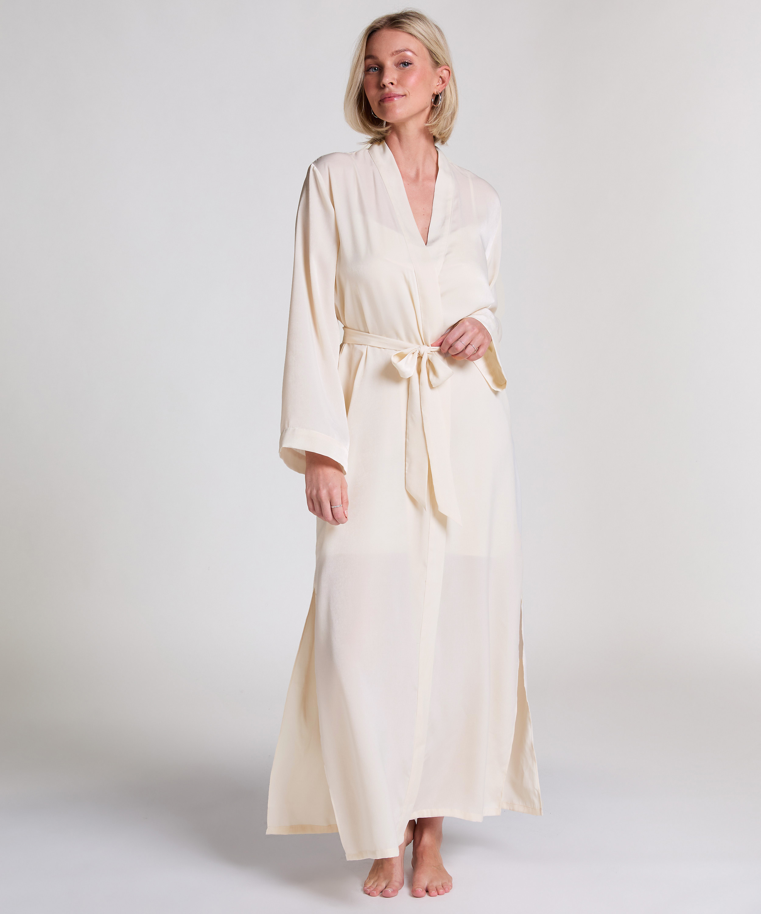 Satin Kimono, White, main